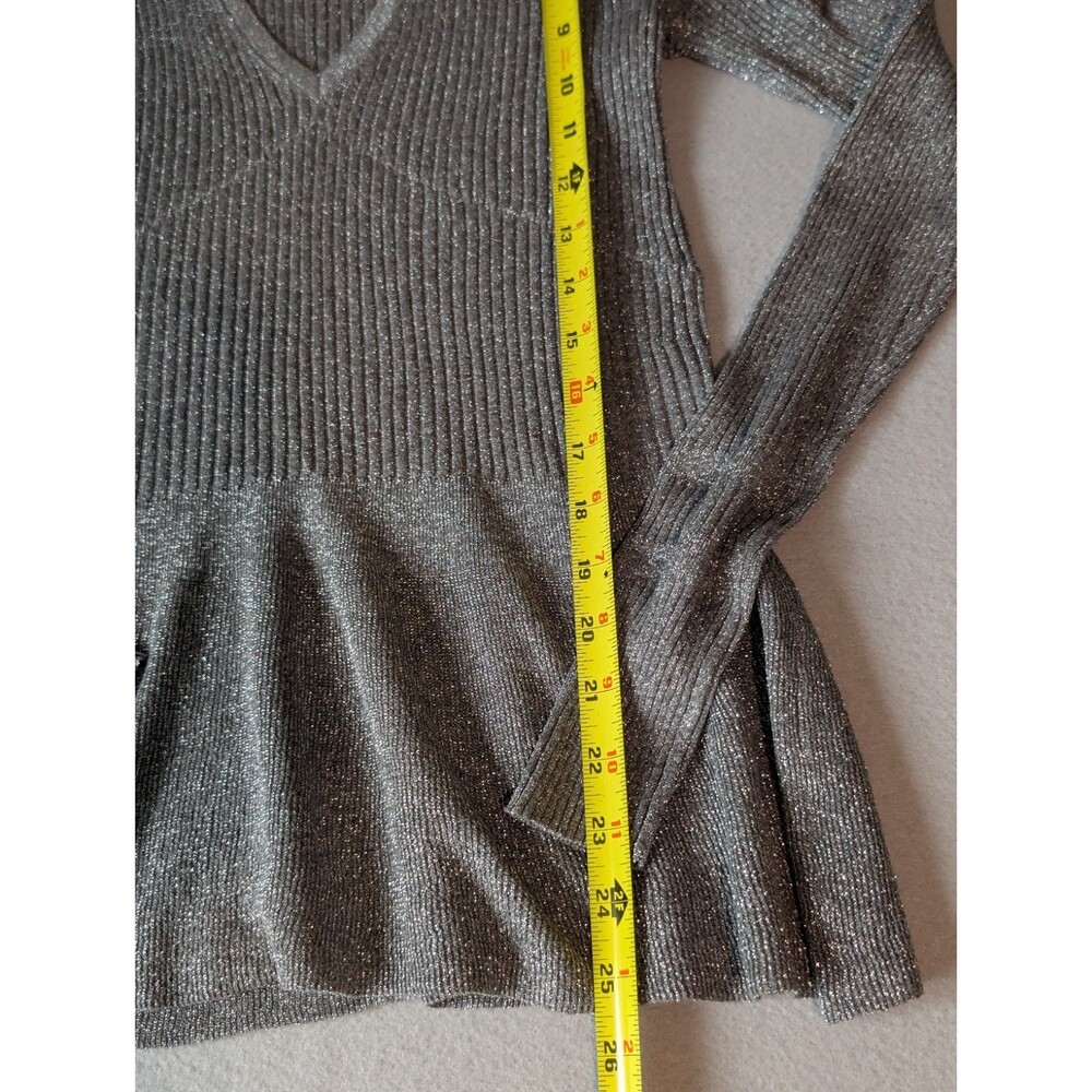 Veronica Beard Sweater Women's M Esmeralda V Neck Pullover Ribbed Metallic - Picture 6 of 10